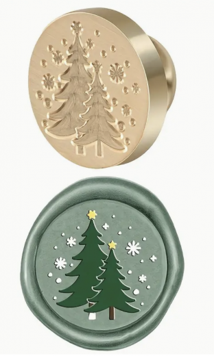 Siegelstempel Weihnachtsbäume im Schnee