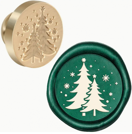 Siegelstempel Weihnachtsbäume im Schnee