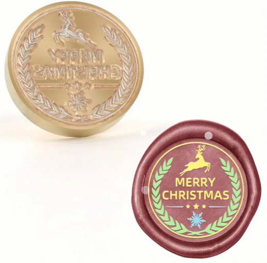 Siegelstempel Merry Christmas mit Rentier