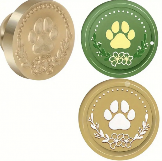 Siegelstempel Pfote mit Blumen