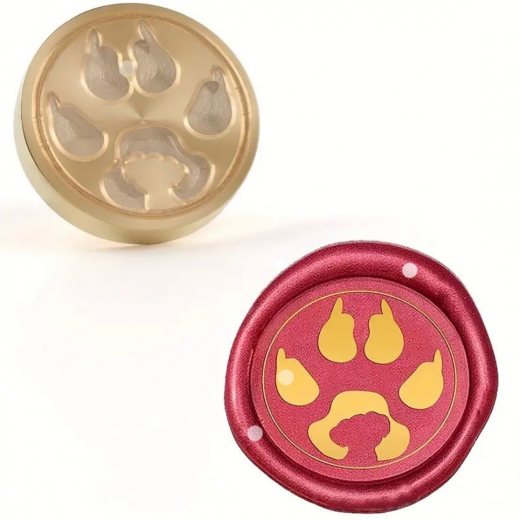 Siegelstempel Hundepfote mit Silhouette