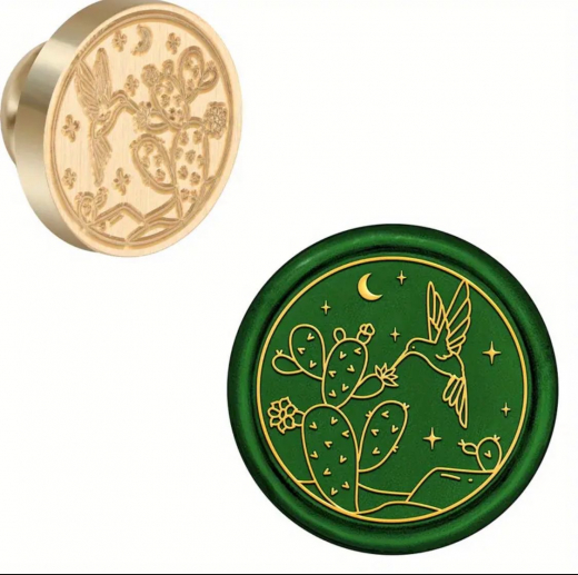 Siegelstempel Kolibri am Kaktus