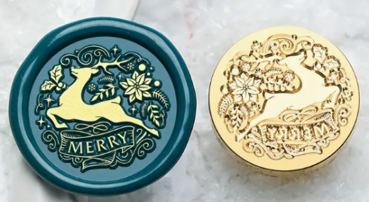 Siegelstempel springendes Rentier im Kreis