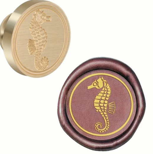 Siegelstempel Seepferd im Kreis