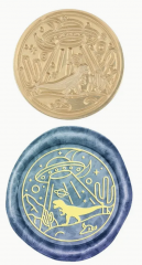 Siegelstempel Dino Ufo Zeitreise