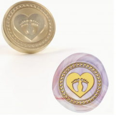 Siegelstempel Füße im Herz umkreist