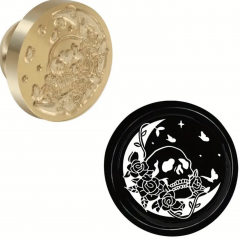 Siegelstempel Halbmond mit Rosen und Totenkopf